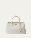 Prada Galleria Large Grain Leather Top-handle Bag In F0009 Bianco