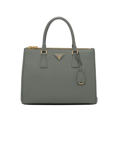 Prada Galleria Large Leather Top-handle Bag In Gray