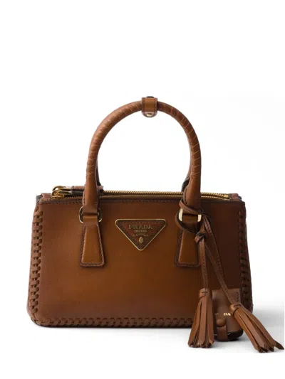 Prada Galleria Leather Mini Bag In Brown