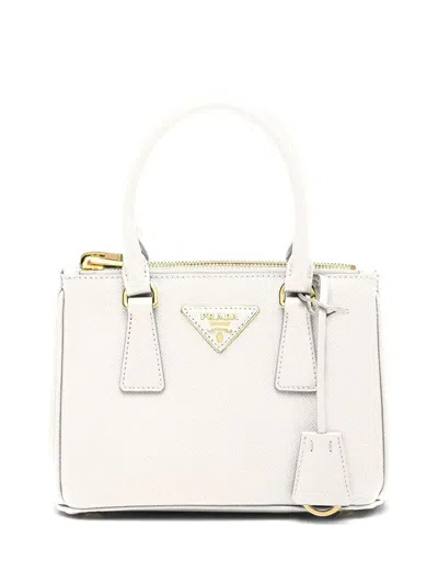 Prada Galleria Leather Mini Bag In White
