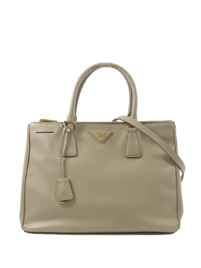Pre-owned Prada Galleria Leather Tote Bag In Green