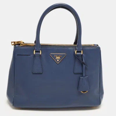 Pre-owned Prada Galleria Medium Blue Saffiano Leather Tote