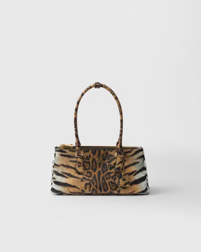 Prada Galleria Medium Printed Saffiano Leather Bag In Honig