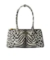Prada Galleria Medium Printed Saffiano Leather Bag In White/black