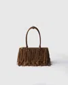 Prada Suede Shoulder Bag With Fringe And Handles In Brown