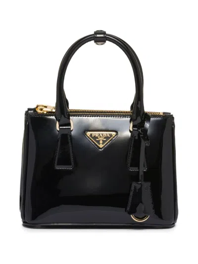 Prada Galleria Mini In Patent Leather Bags In Black