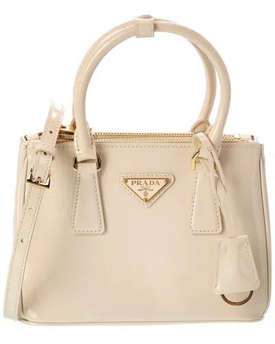 Prada Galleria Mini Leather Clutch In Neutral