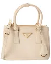 Prada Galleria Mini Leather Clutch In White