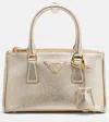 Prada Galleria Mini Metallic Leather Tote Bag In Gold