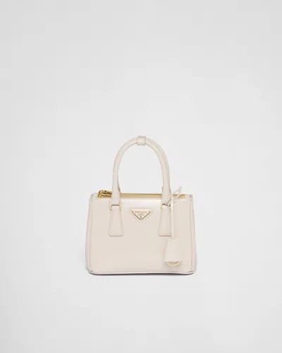 Prada Galleria Patent Leather Mini Bag In Ivory