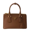 Prada Galleria Mini Saffiano Leather Bag In Brown
