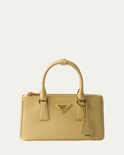Prada Galleria Mini Saffiano Leather Top-handle Bag In Yellow