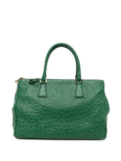 Prada Galleria Ostrich Tote Bag In Green