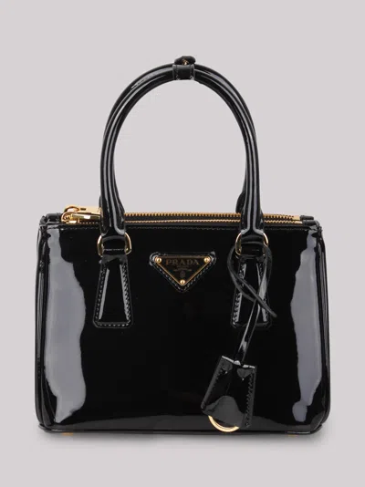Prada Galleria Patent Leather Mini Bag In Black