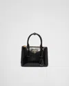 Prada Galleria Mini Patent Top-handle Bag In Black