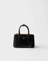 Prada Galleria Patent Saffiano Leather Mini-bag In Black