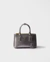 Prada Galleria Patent Saffiano Leather Mini-bag In Silver