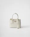 Prada Galleria Patent Saffiano Mini-bag In Weiss