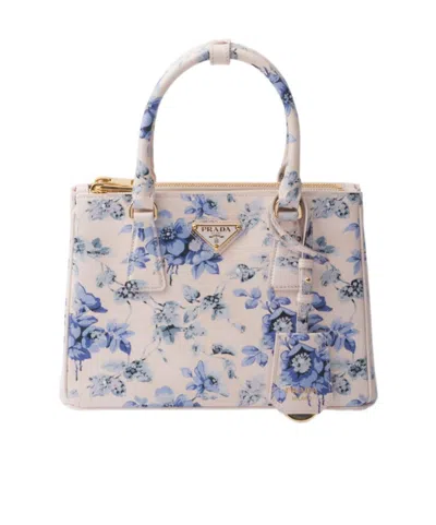 Prada Galleria Printed Saffiano Leather Bag In Blue