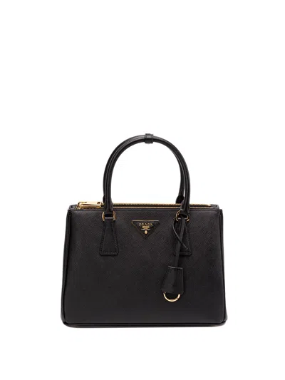 Prada Galleria` Saffiano Leather Handbag In Black  