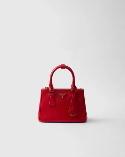 Prada Galleria Saffiano Leather Micro Bag In Red