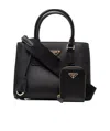 Prada Womens Black Double Saffiano Mini Leather Top-handle Bag