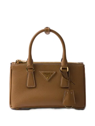 Prada Galleria Saffiano-leather Top-handle Mini Bag In Brown
