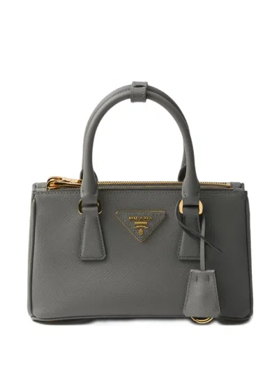 Prada Galleria Saffiano-leather Top-handle Mini Bag In Gray