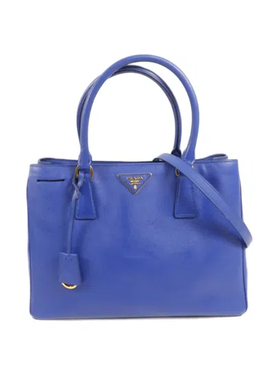 Pre-owned Prada Galleria Saffiano Leather Tote Bag In Blue