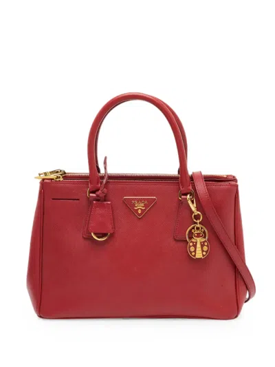 Pre-owned Prada Galleria Saffiano Leather Tote Bag In Red