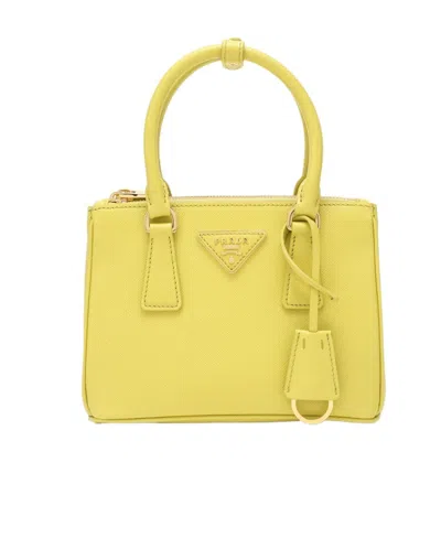 Prada Mini Galleria Saffiano Leather Bag In Gelb