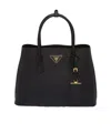 Prada Small Leather Double Handbag In Black
