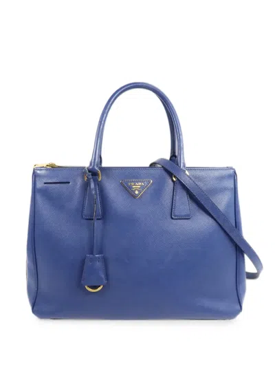 Pre-owned Prada Galleria Saffiano-leather Tote Bag In Blue