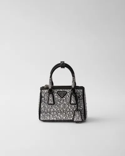 Prada Galleria Micro-tasche Aus Satin Mit Verzierungen In Metall
