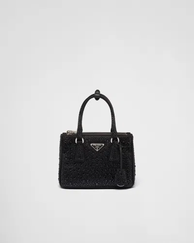 PRADA PRADA GALLERIA SATIN MINI-BAG WITH CRYSTALS