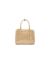 Prada Galleria Crystal-embellished Satin Mini Bag In Platinum