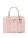 Prada Womens Pink Galleria Mini Shearling Top-handle Bag In F0615 Orchid Pink