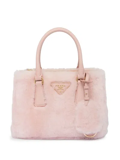 Prada Galleria Shearling Mini Bag In F0615 Orchid Pink