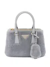 Prada Galleria Shearling Mini Bag In Grey