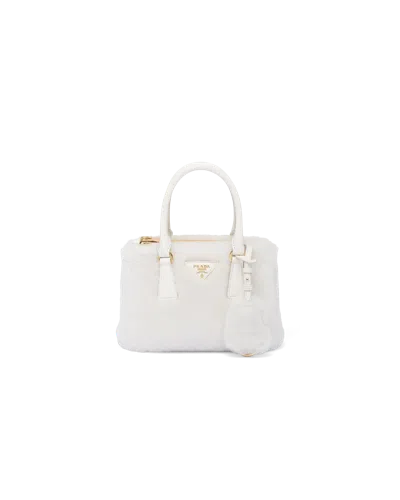 Prada Galleria Shearling Mini-bag In White
