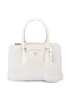 Prada Womens White Galleria Mini Shearling Top-handle Bag In White