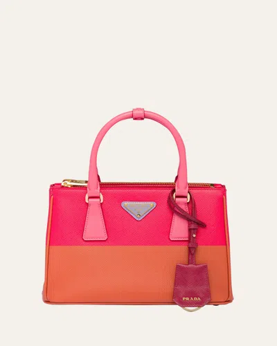 PRADA GALLERIA SMALL COLORBLOCK TOP-HANDLE BAG