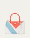 Prada Galleria Small Geometric-print Top-handle Bag In F011g Bianco Arancio