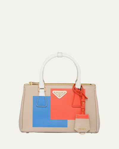 Prada Galleria Small Geometric-print Top-handle Bag In F0fjm Deserto Arancio