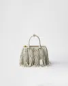 Prada Galleria Small Leather Bag With Fringe In Weiss