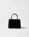 Prada Galleria Small Patent Saffiano Leather Bag In Black
