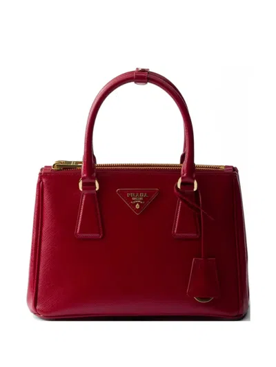 Prada Galleria Small Patent Saffiano Leather Bag In Red