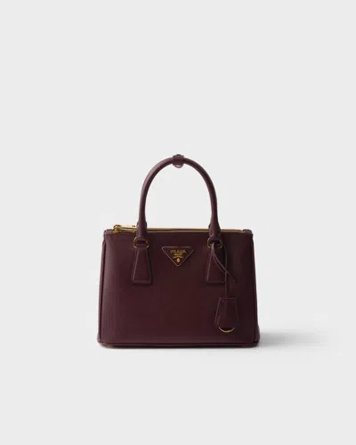 Prada Small  Galleria Saffiano Leather Bag In Burgundy