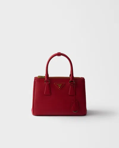 Prada Galleria Small Saffiano Leather Bag In Red