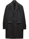 Prada Wool Single-breasted Overcoat In Gray